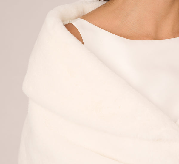Adrianna Papell Faux Fur Wrap In Ivory