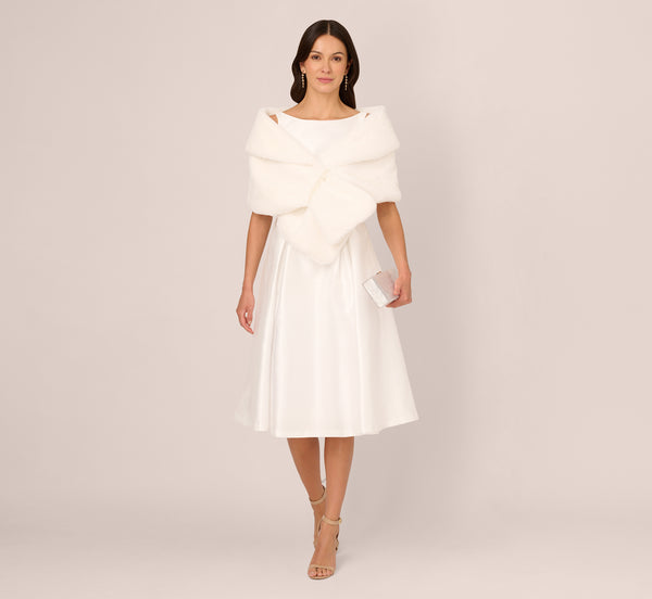 adrianna papell Faux Fur Wrap In Ivory