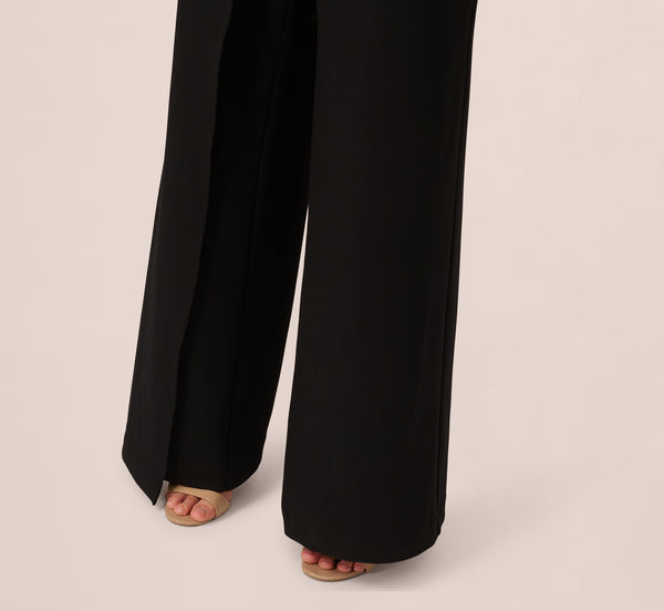 Adrianna Papell One Shoulder Bow Jumpsuit In Black