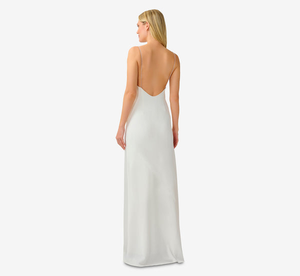 Adrianna Papell Satin Cowl Slip Gown In Ivory