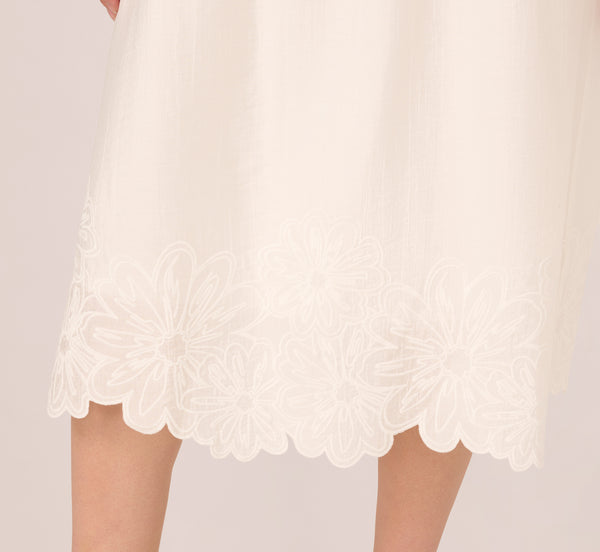 Adrianna Papell Floral Embroidered Hem Midi Skirt In Ivory