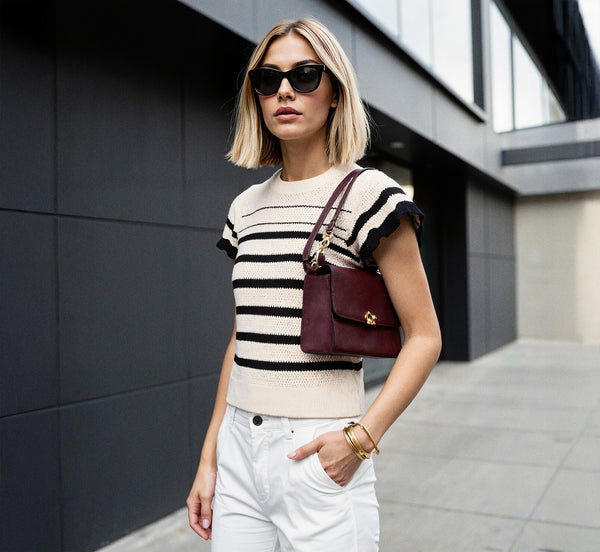 adrianna papell Flounce Sleeve Open Knit Sweater Top In Ivory Black