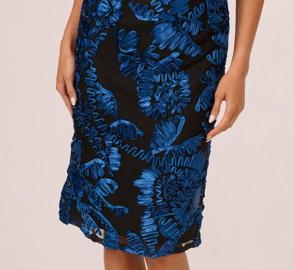 Adrianna Papell Off Shoulder Soutache Dress In Navy Black