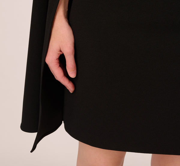 Adrianna Papell Off The Shoulder Cape Dress In Black