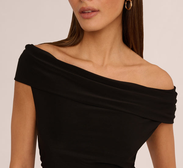 Adrianna Papell Off The Shoulder Jersey Maxi Dress In Black