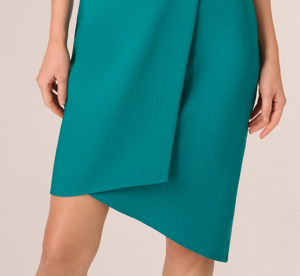 Adrianna Papell One Shoulder Stretch Crepe Short Dress In Deep Emerald