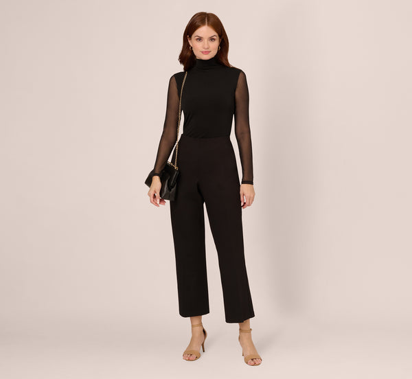 adrianna papell Ponte Knit Pull On Pant With Kick Flare Hem In Black