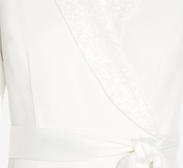 Adrianna Papell Sequin Collar Tuxedo Dress In Ivory