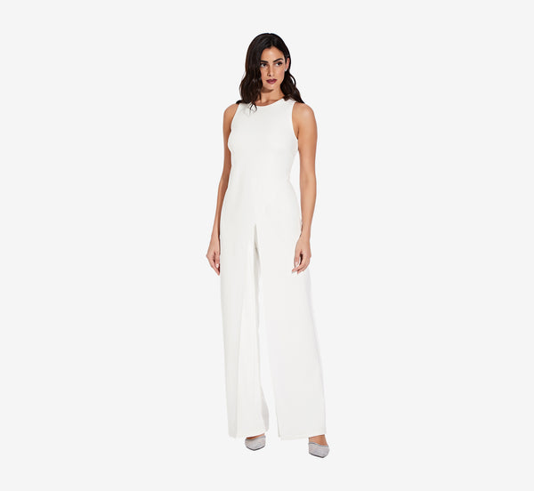 Adrianna Papell Sleeveless Asymmetrical Jumpsuit In Ivory