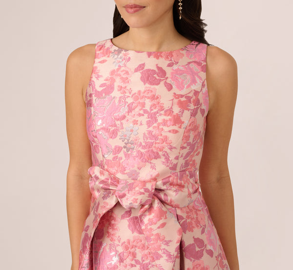Adrianna Papell Sleeveless Floral Jacquard Fit And Flare Dress In Pink Multi