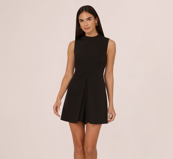 Adrianna Papell Sleeveless Romper With Peplum Hem In Black