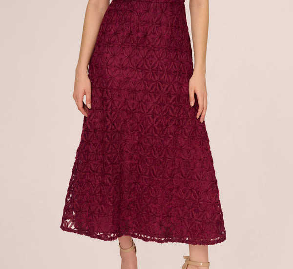 Adrianna Papell Sleeveless Soutache Embroidered Midi Dress In Light Wine