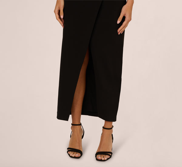 Adrianna Papell Strapless Knit Crepe Blazer Midi Dress In Black