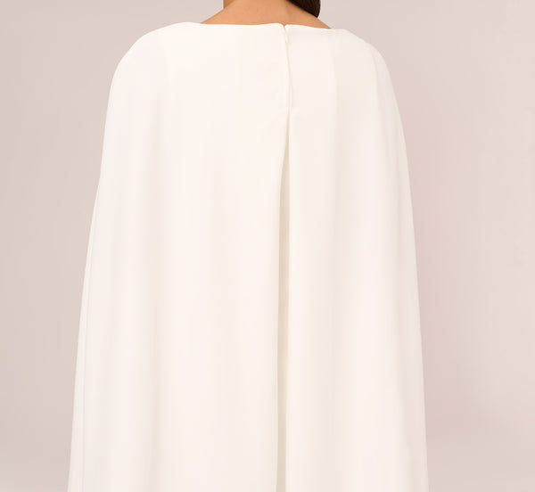 Adrianna Papell Structured Cape Sheath Dress In Ivory