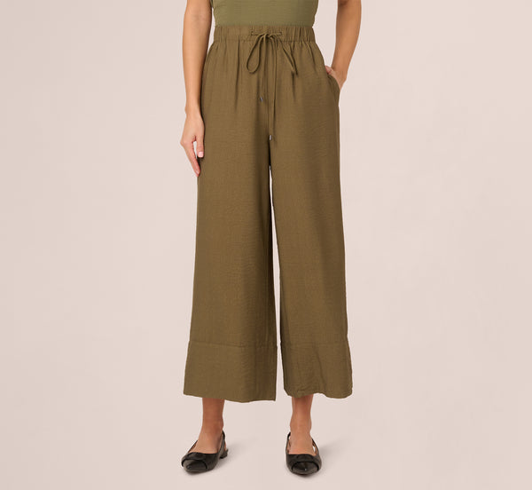 Adrianna Papell Wide Leg Drawstring Pant In New Green