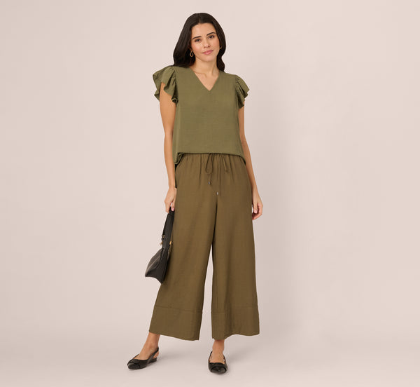 adrianna papell Wide Leg Drawstring Pant In New Green