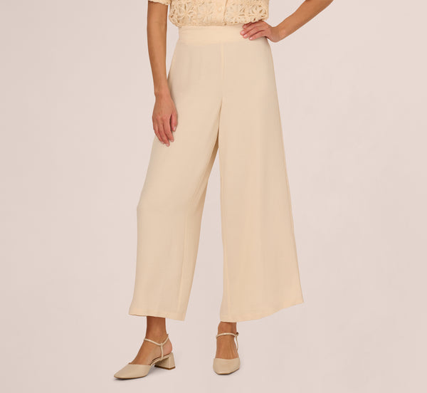 Adrianna Papell Wide Leg Pull On Airflow Pant In Cannoli Cream