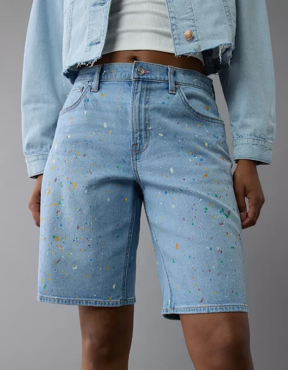 Aeo AE 11" Pride Dreamy Drape Stretch Denim High-Waisted Jort