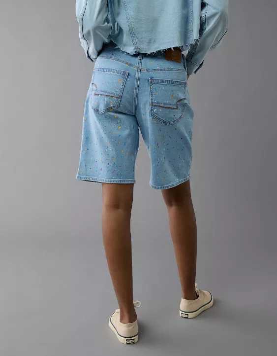 Aeo AE 11" Pride Dreamy Drape Stretch Denim High-Waisted Jort