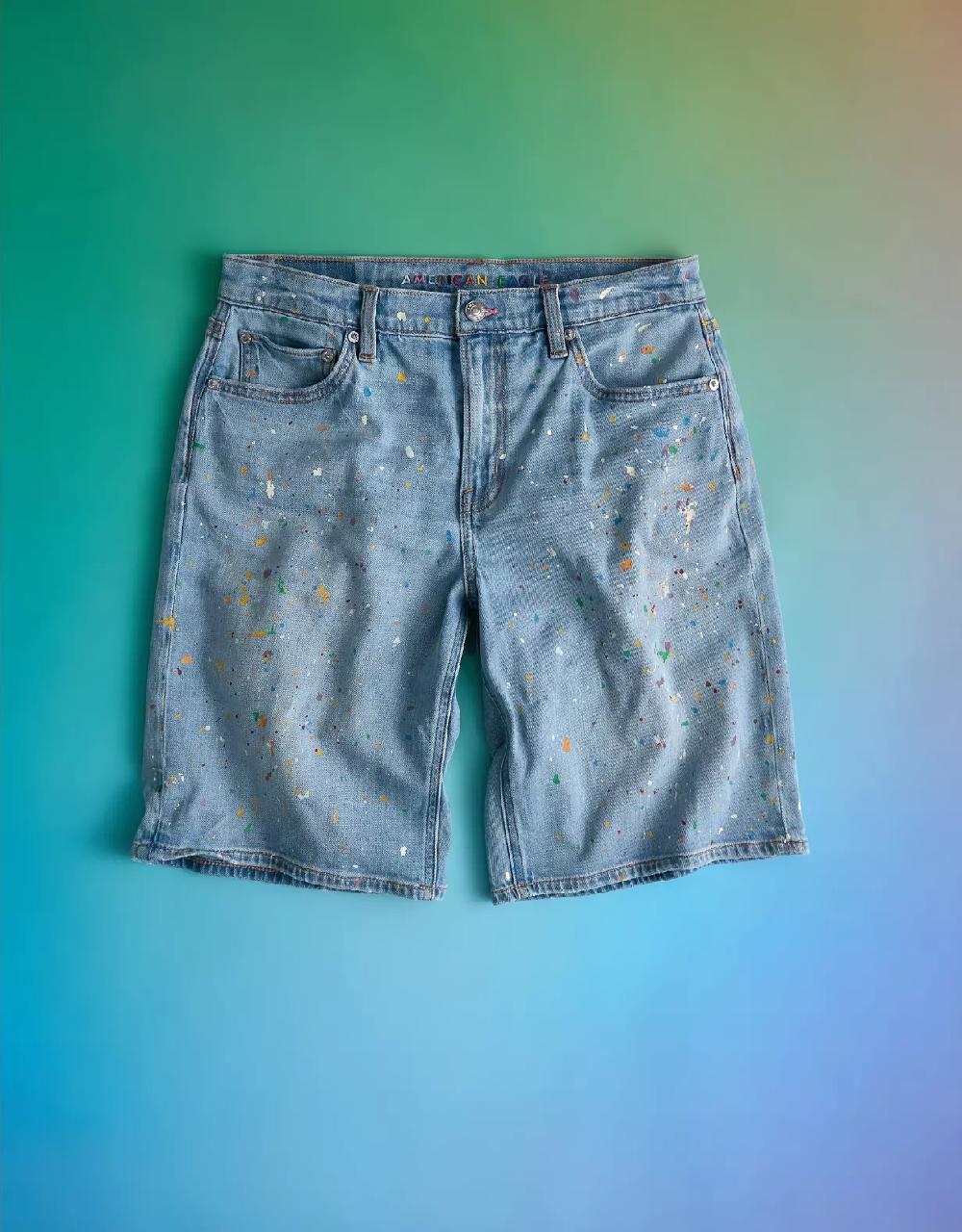 aeo AE 11" Pride Dreamy Drape Stretch Denim High-Waisted Jort