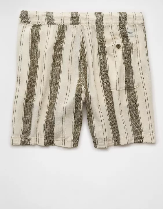Aeo AE 7" Linen-Blend Striped Lived-In Trekker Short