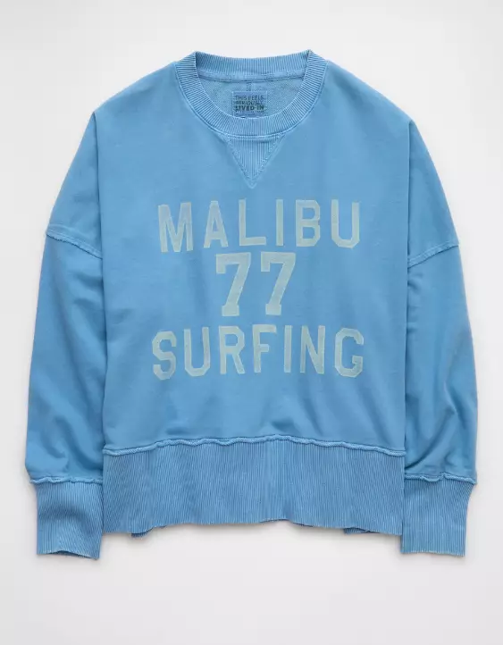 Aeo AE Big Hug Destination Graphic Crew Neck Sweatshirt