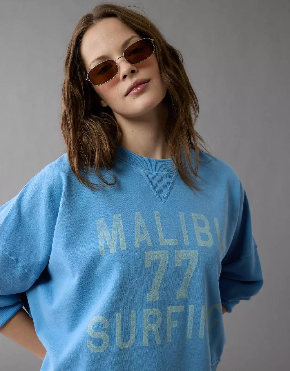 aeo AE Big Hug Destination Graphic Crew Neck Sweatshirt