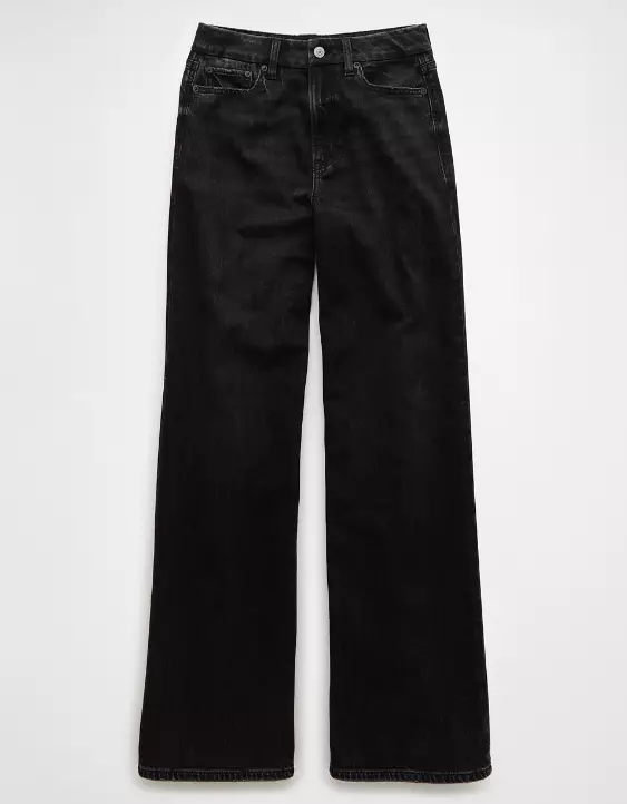 Aeo AE Dreamy Drape Stretch Curvy Super High-Waisted Baggy Wide-Leg Jean