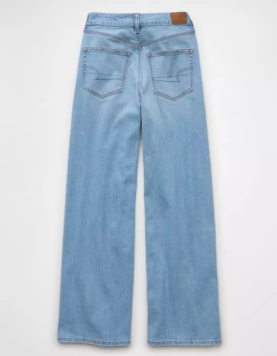 Aeo AE Dreamy Drape Stretch Curvy Super High-Waisted Baggy Wide-Leg Jean