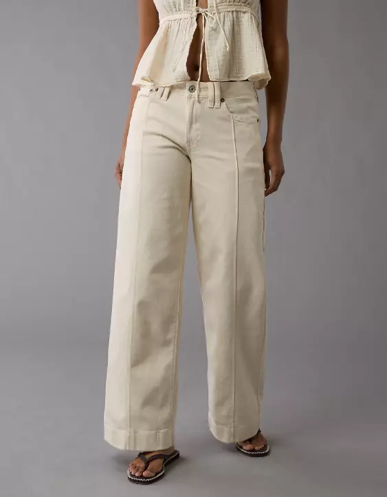 Aeo AE Dreamy Drape Stretch Low-Rise Baggy Wide-Leg Pant