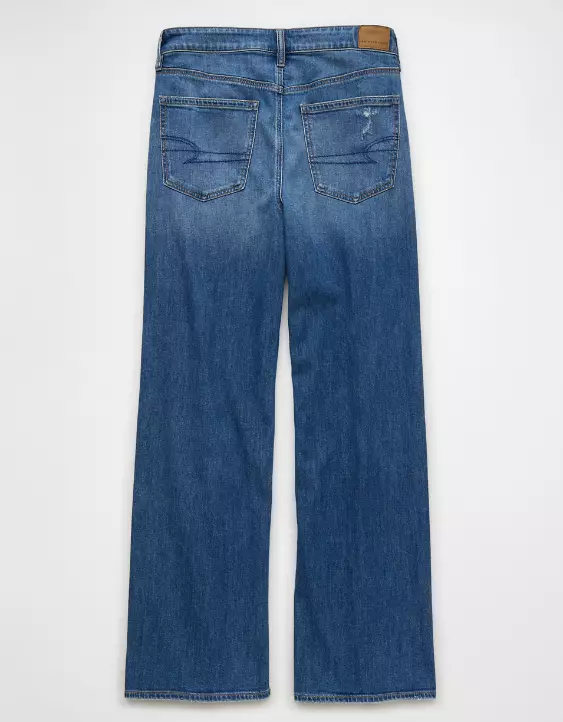 Aeo AE Dreamy Drape Stretch Ripped Super High-Waisted Baggy Wide-Leg Jean