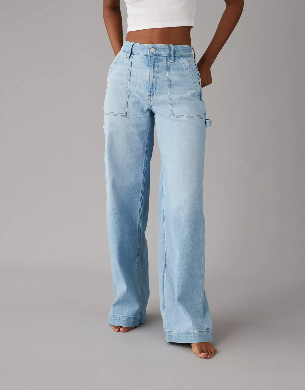 aeo AE Dreamy Drape Stretch Super High-Waisted Baggy Wide-Leg Jean