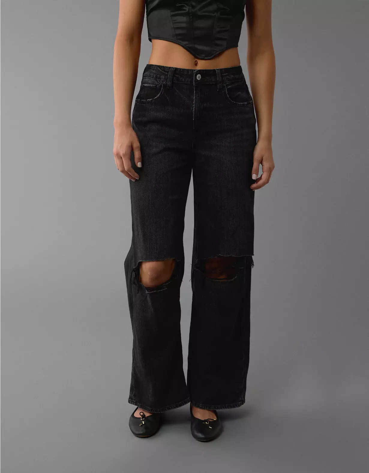 aeo AE Dreamy Drape Stretch Super High-Waisted Baggy Wide-Leg Jean