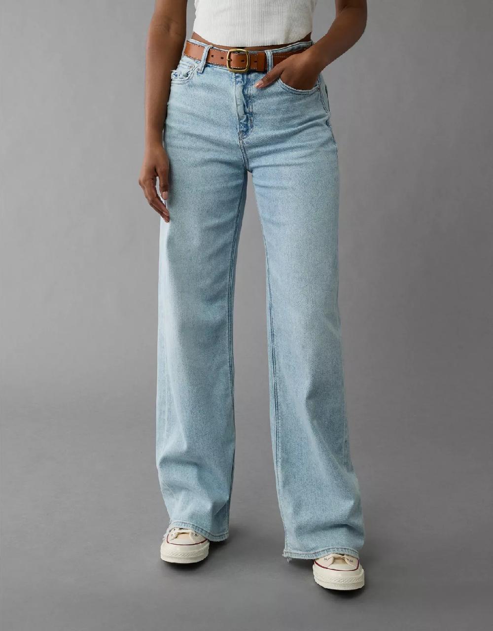 aeo AE Dreamy Drape Stretch Super High-Waisted Baggy Wide-Leg Jean