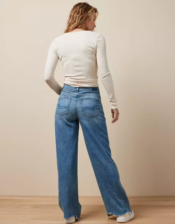 Aeo AE Dreamy Drape Super High-Waisted Baggy Wide-Leg Jean