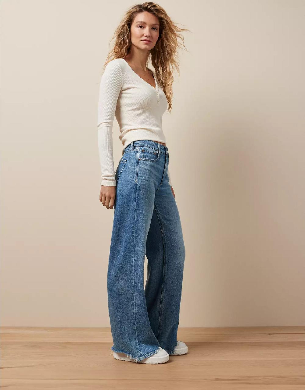 aeo AE Dreamy Drape Super High-Waisted Baggy Wide-Leg Jean