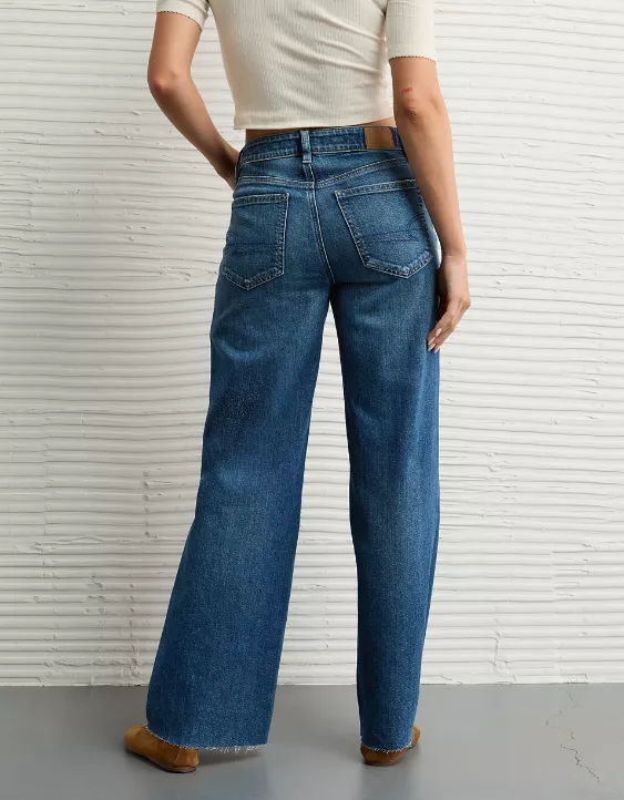 Aeo AE Dreamy Drapey Stretch Super High-Waisted Baggy Wide-Leg Jean