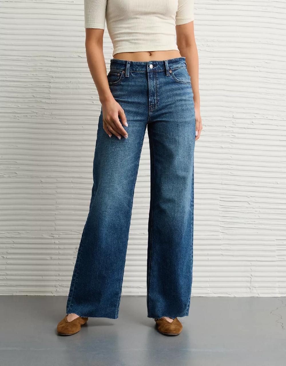 aeo AE Dreamy Drapey Stretch Super High-Waisted Baggy Wide-Leg Jean