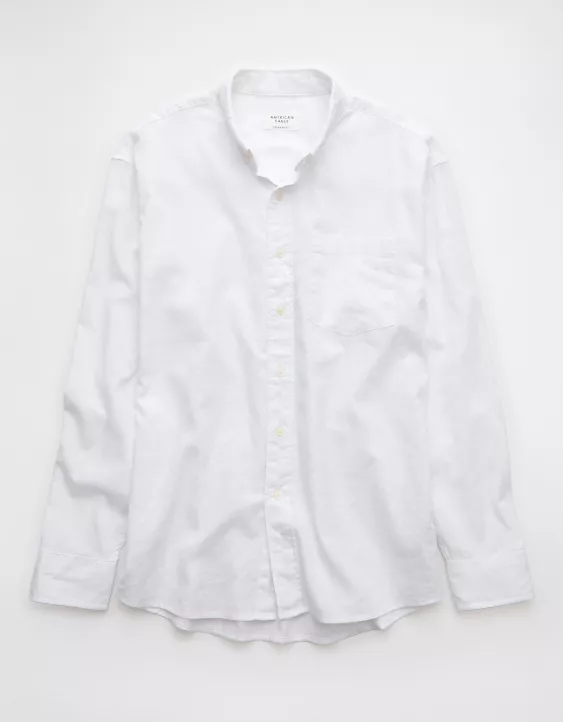 Aeo AE Everyday Relaxed Linen-Blend Button-Up Shirt