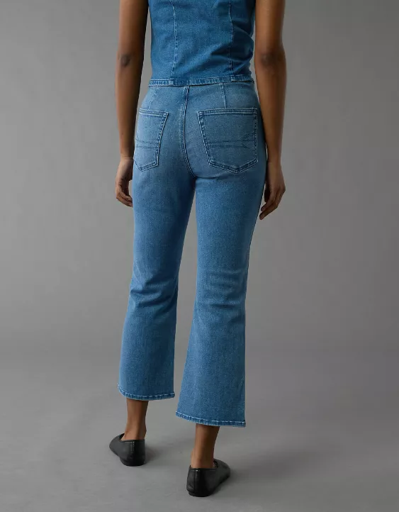 Aeo AE Luxe Pull-On High-Waisted Kick Bootcut Crop Jean