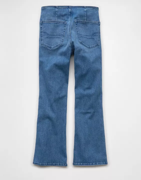 Aeo AE Luxe Pull-On High-Waisted Kick Bootcut Crop Jean