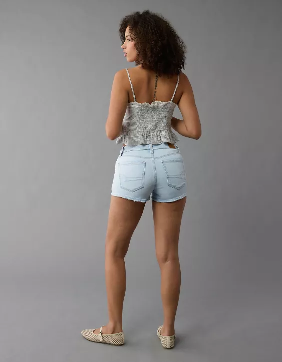 Aeo AE Next Level Curvy High-Waisted Denim Short Short