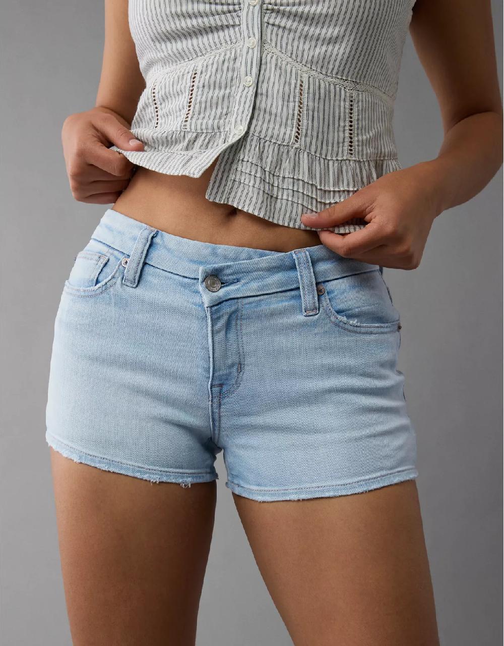 aeo AE Next Level Curvy High-Waisted Denim Short Short