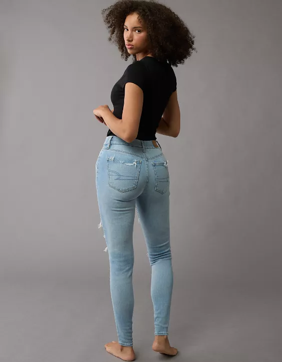 Aeo AE Next Level Curvy High-Waisted Ripped Jegging