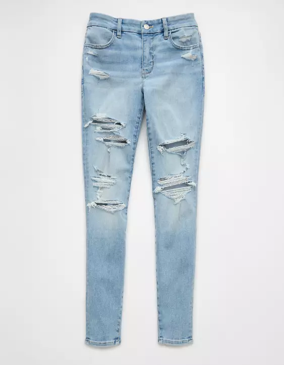 Aeo AE Next Level Curvy High-Waisted Ripped Jegging