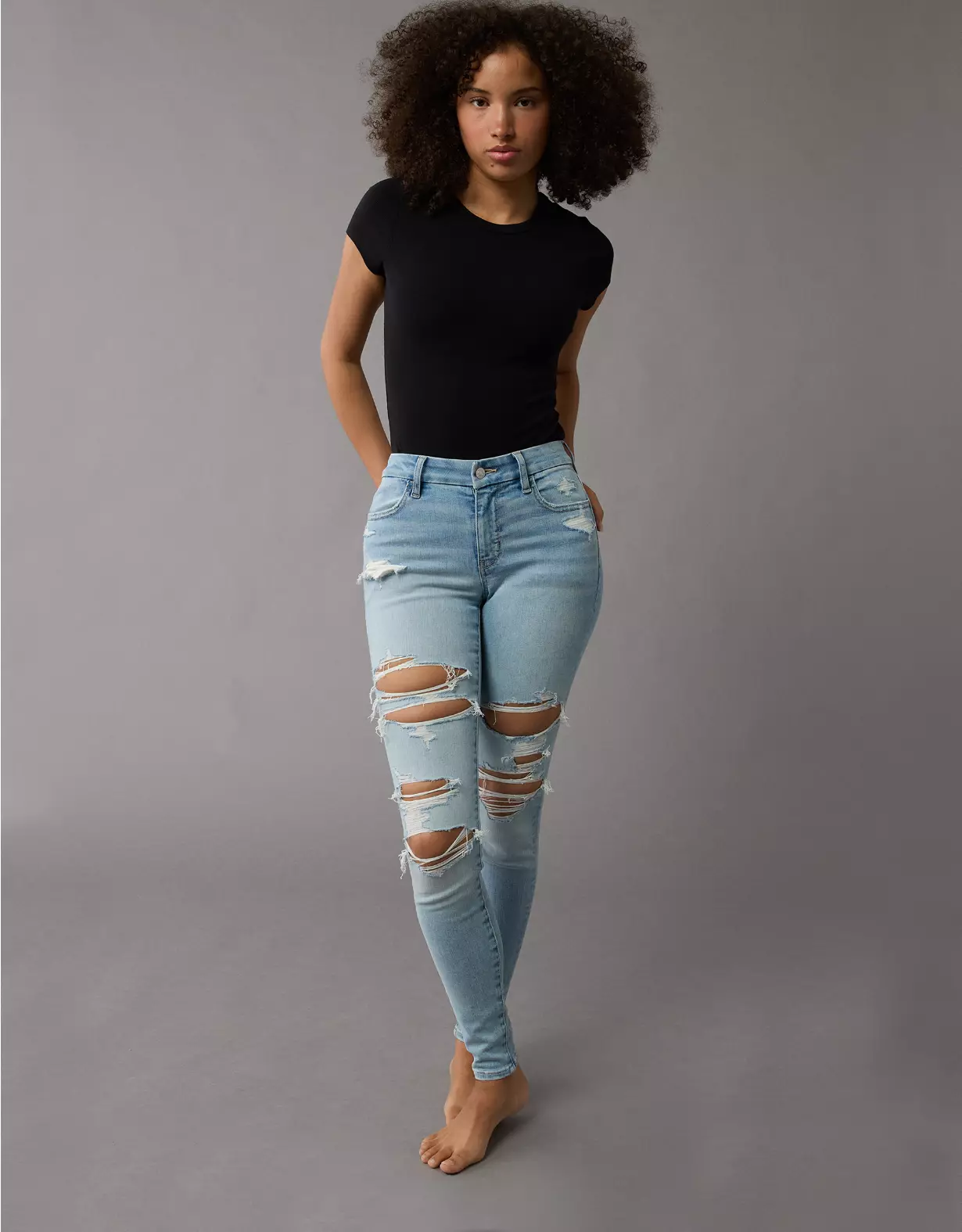 aeo AE Next Level Curvy High-Waisted Ripped Jegging