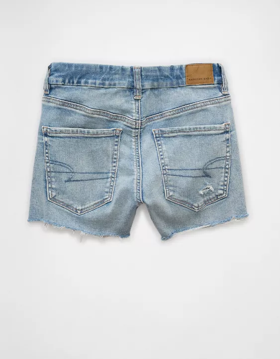 Aeo AE Next Level Curvy Ripped High-Waisted Denim Short Short