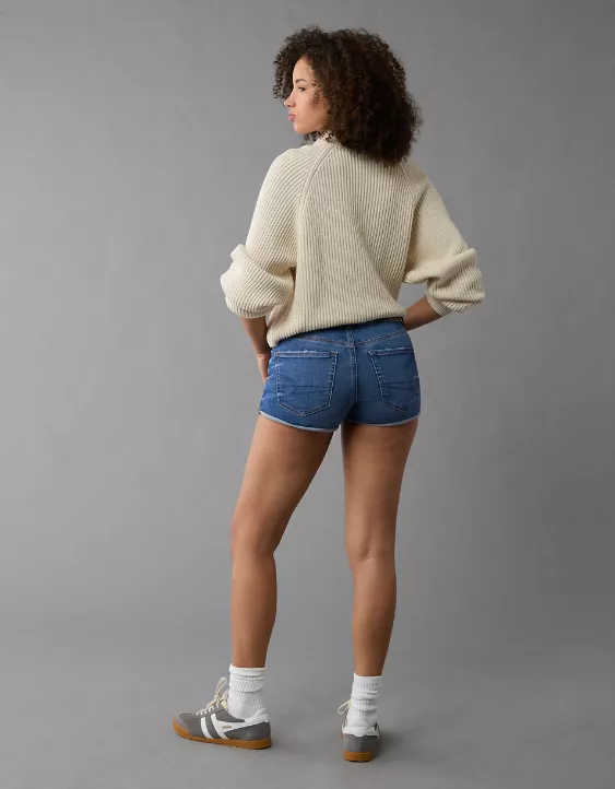 Aeo AE Next Level Curvy Ripped High-Waisted Denim Short Short