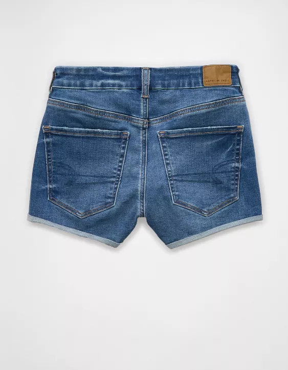 Aeo AE Next Level Curvy Ripped High-Waisted Denim Short Short