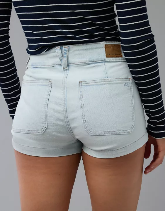 Aeo AE Next Level Ripped High-Waisted Denim Short Short